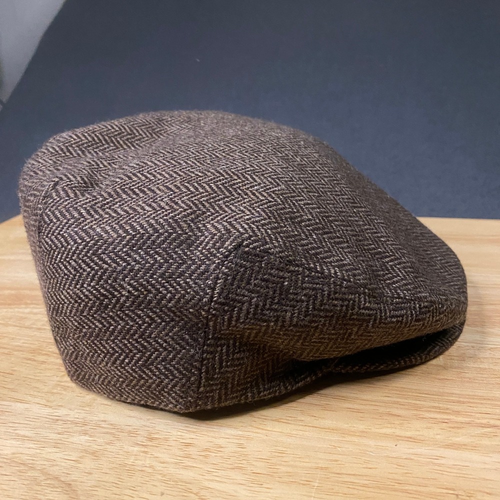 Bailey Flat Cap Men Small Brown Herringbone Wool Italy Ivy Newsboy Hat 17402 - Picture 3 of 5